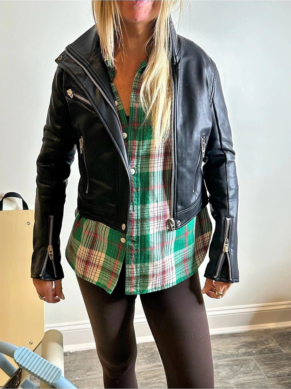 Women's Black Leather Moto Jacket